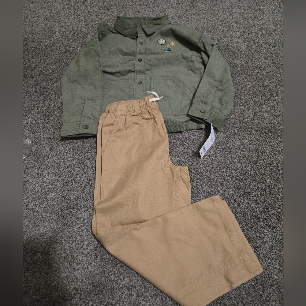 Carter's Green Jacket and Tan Pants Set